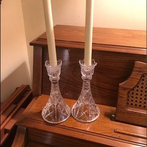 Two Crystal look candle holder w candles